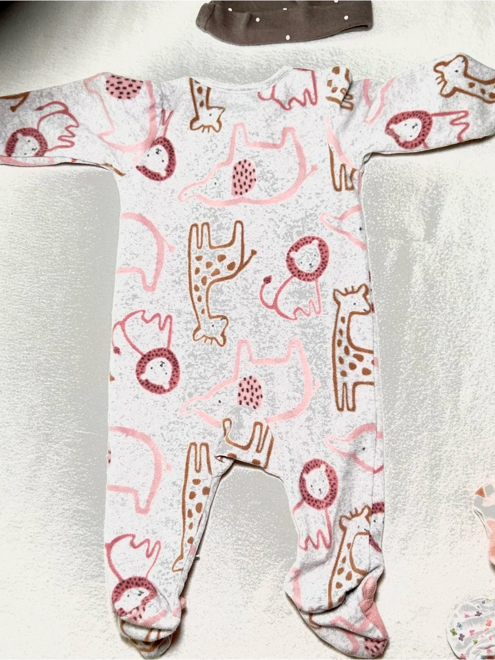 6 Piece Baby Girls Floral/Print Fleece One-Piece Footed Pajamas Elephant Lovie